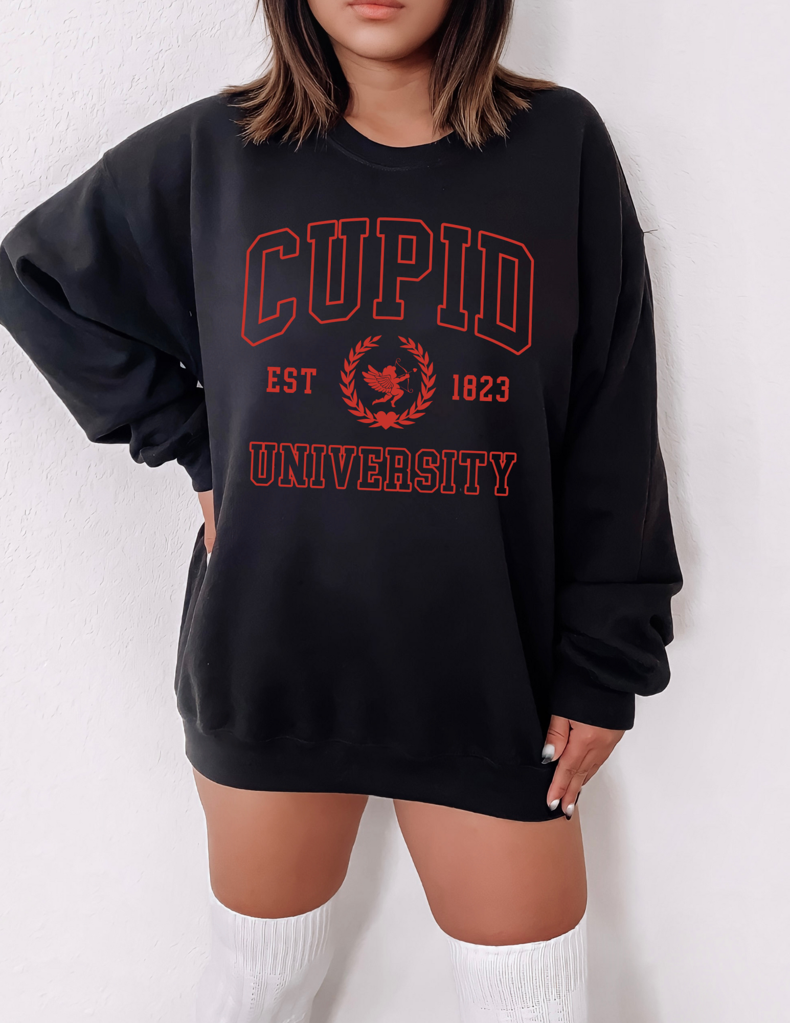 **PRE-ORDER** Cupid University Crewneck (Red Font)