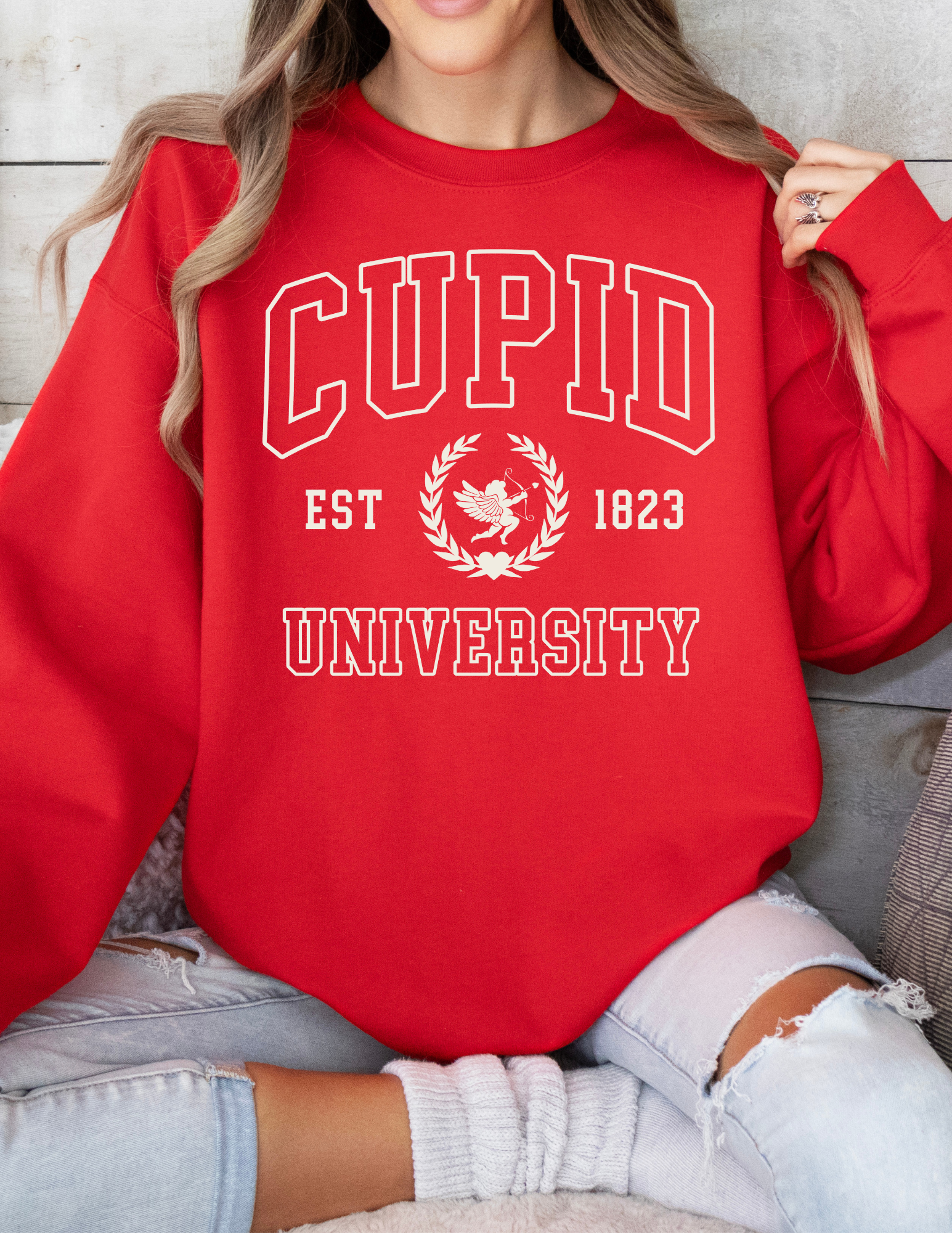 **PRE-ORDER** Cupid University Crewneck (White Font)