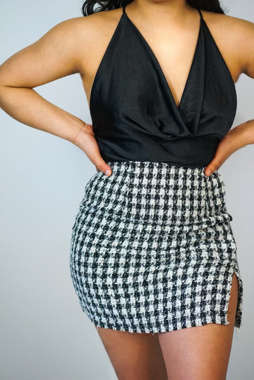 Paris Houndstooth Mini Skirt