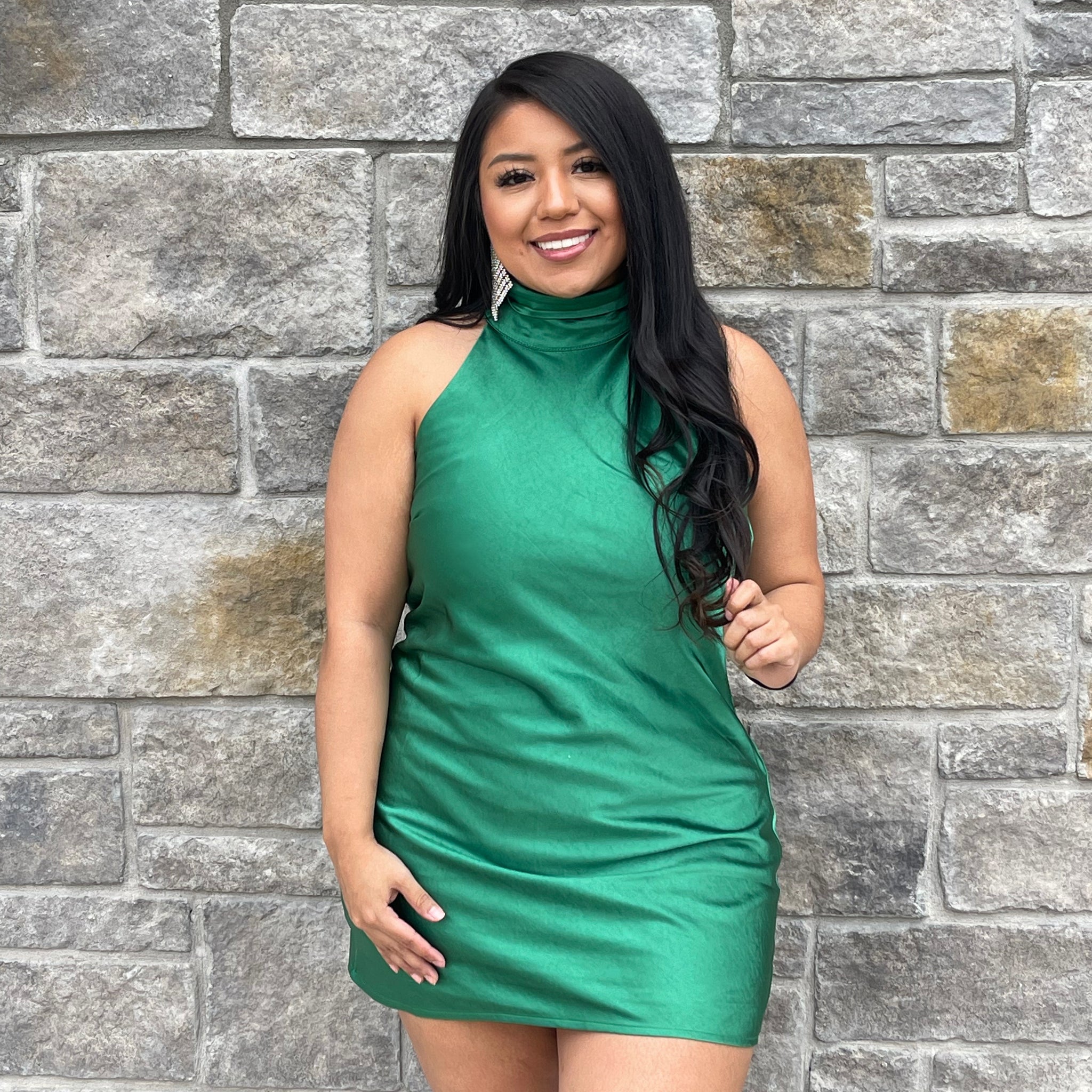 Envy Green Satin Dress