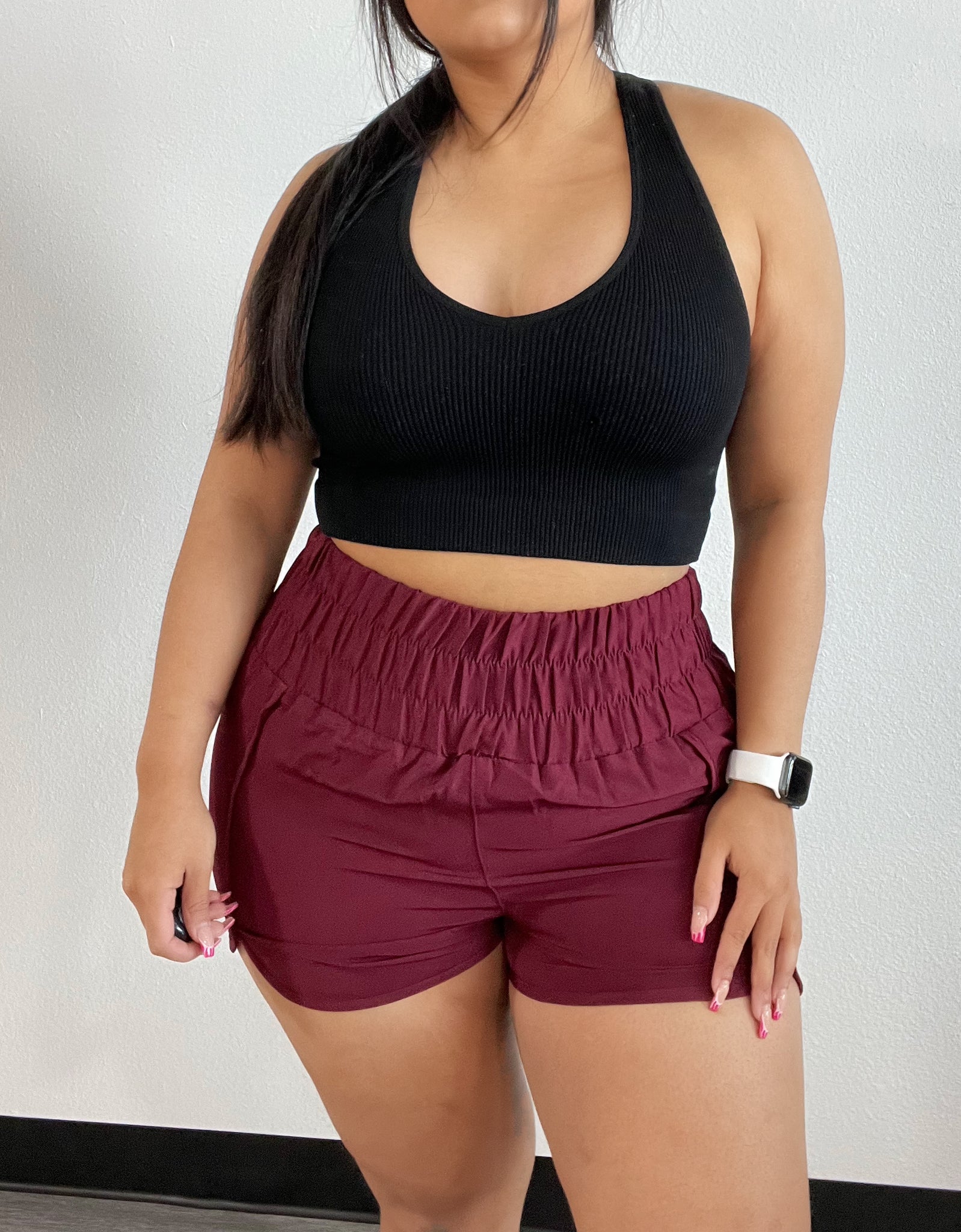 On My Game Shorts- Wine