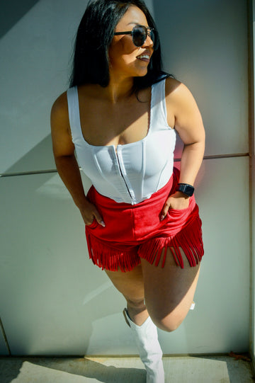 Forever Fringe Shorts - RED