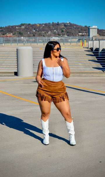 Forever Fringe Shorts - CAMEL