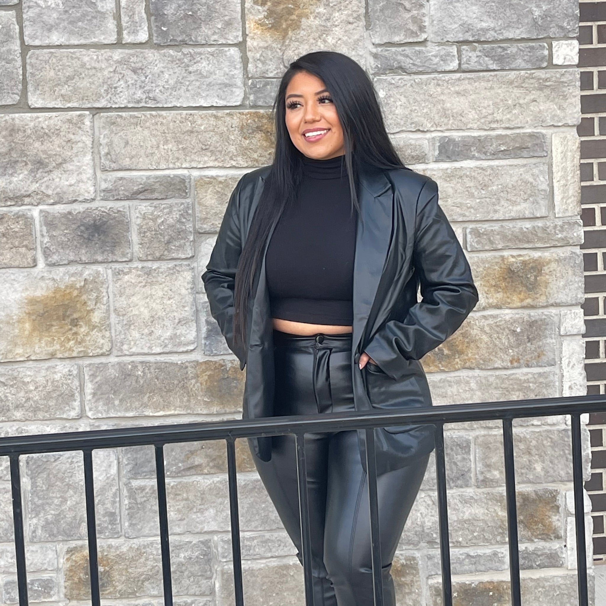 Boss Up Faux Leather Blazer